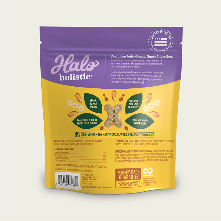 Holistic Plant Based with Peanut Butter & Banana Dog Biscuits 8 oz