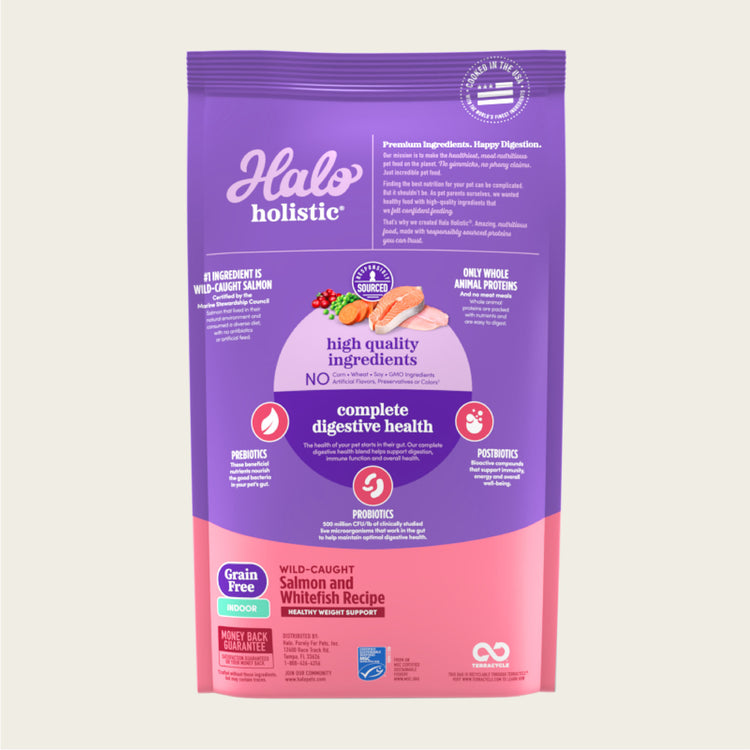 Holistic Healthy Weight Support Grain Free Wild-Caught Salmon and Whitefish Recipe Indoor Dry Cat Food