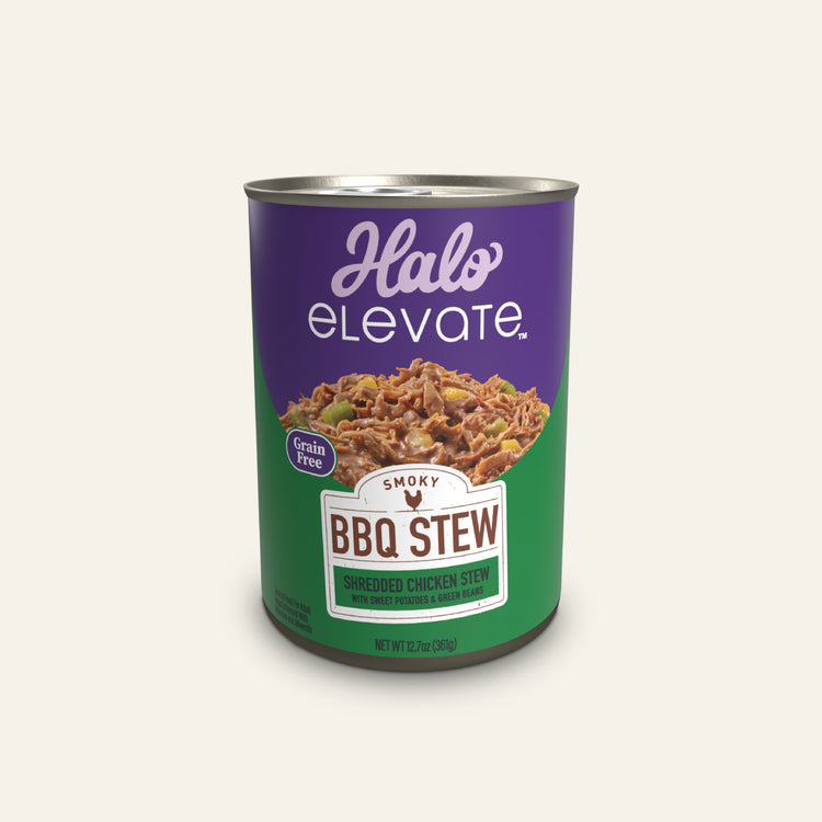 Elevate Smoky BBQ Stew Grain Free Shredded Chicken Stew w/ Sweet Potatoes & Green Beans Wet Dog Food, 12.7 oz can (case of 6)