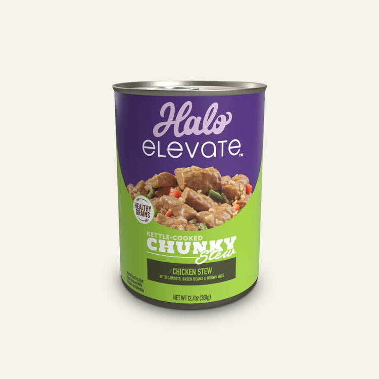 Elevate Kettle Cooked Chunky Healthy Grains Chicken Stew w/ Carrots, Green Beans & Brown Rice Wet Dog Food, 12.7 oz can (case of 6)