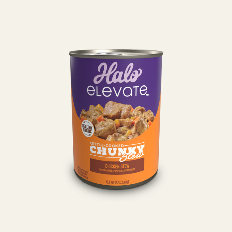 Elevate Kettle Cooked Chunky Healthy Grains Chicken Stew w/ Carrots, Pumpkin & Brown Rice Wet Dog Food, 12.7 oz can (case of 6)