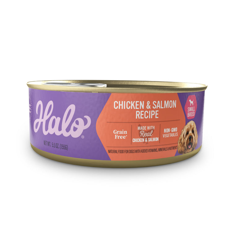 Halo® Small Breed - Grain Free Chicken & Salmon Recipe, 5.5 oz can (case of 12)
