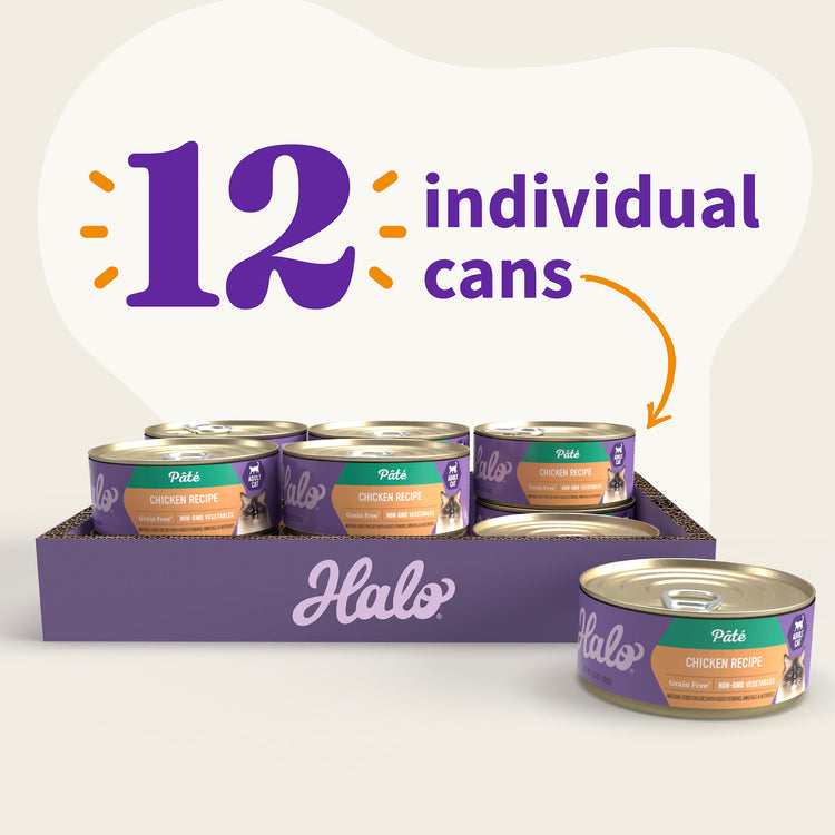 Halo® Indoor Cat - Grain Free Chicken Recipe Pâté, 5.5 oz can (case of 12)