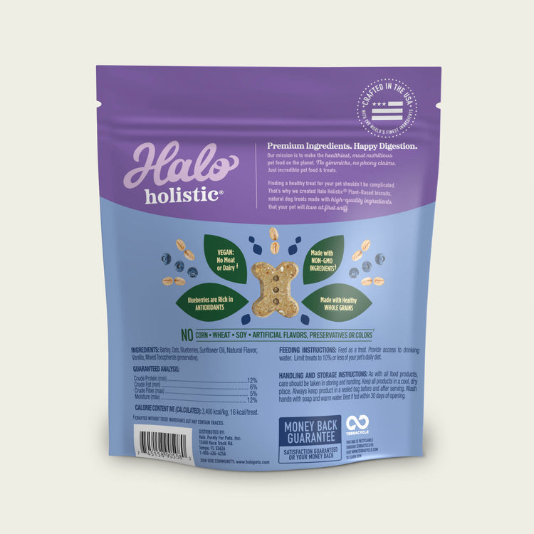 Halo Holistic® Plant-Based Dog Treats with Oats and Blueberries