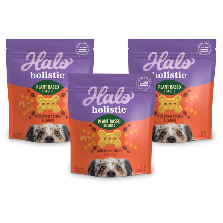 Halo Holistic® Plant Based Dog Biscuits with Sweet Potatoes & Carrots 3 Pack