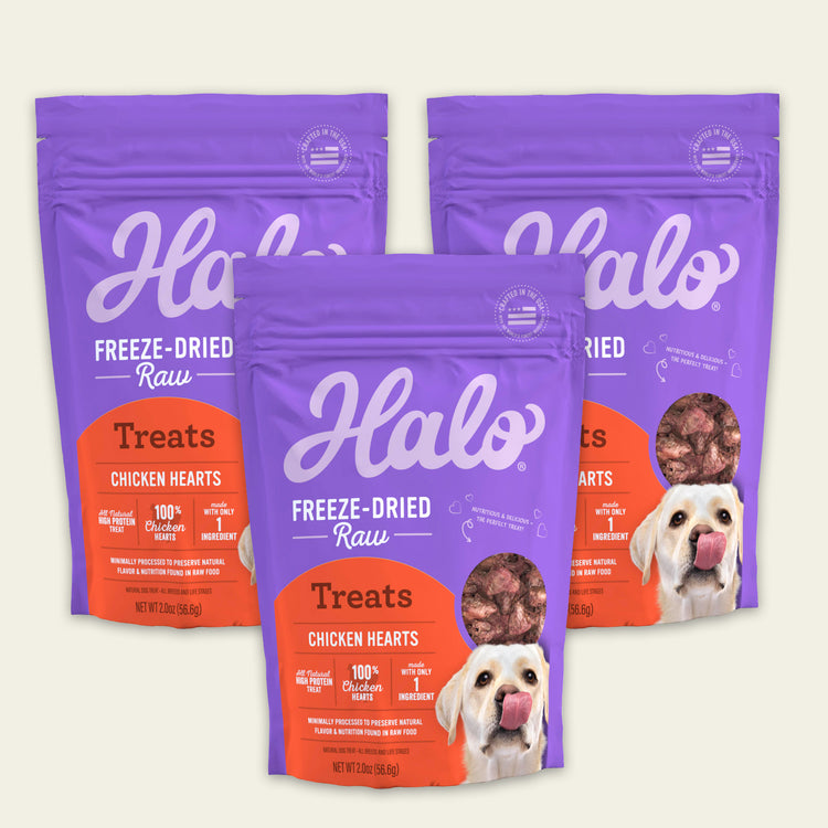 Halo Freeze-Dried Raw Chicken Hearts 3 Pack