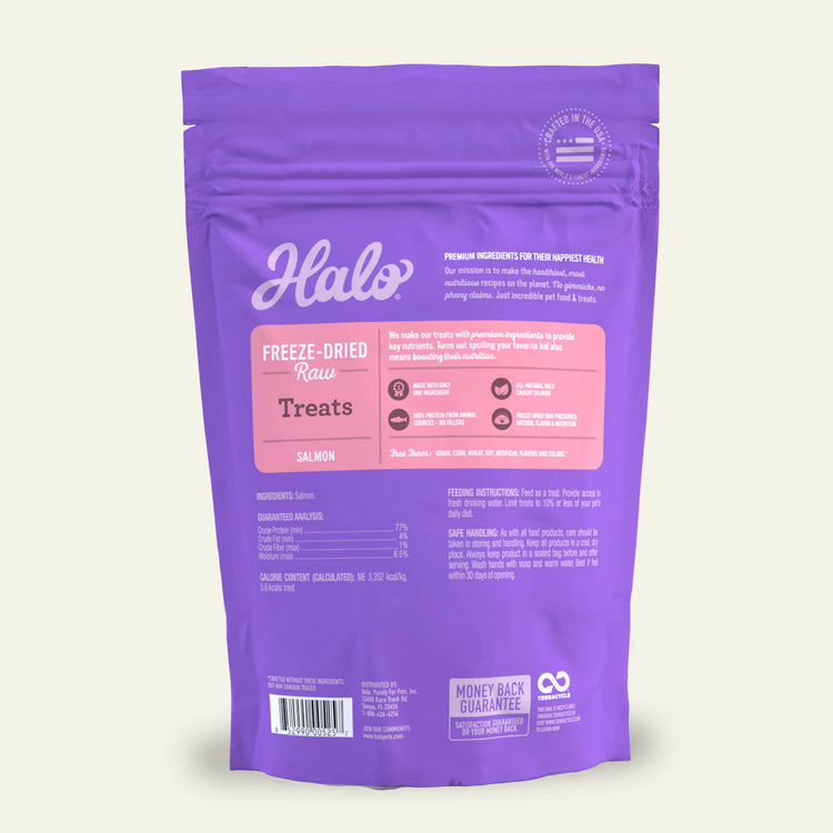 Halo Freeze-Dried Raw Salmon Dog Treat 2.5oz bag