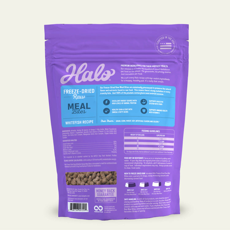 Halo Freeze-Dried Raw Whitefish Meal Bites 14oz bag