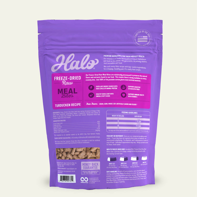 Halo Freeze-Dried Raw Turducken Meal Bites 14oz bag