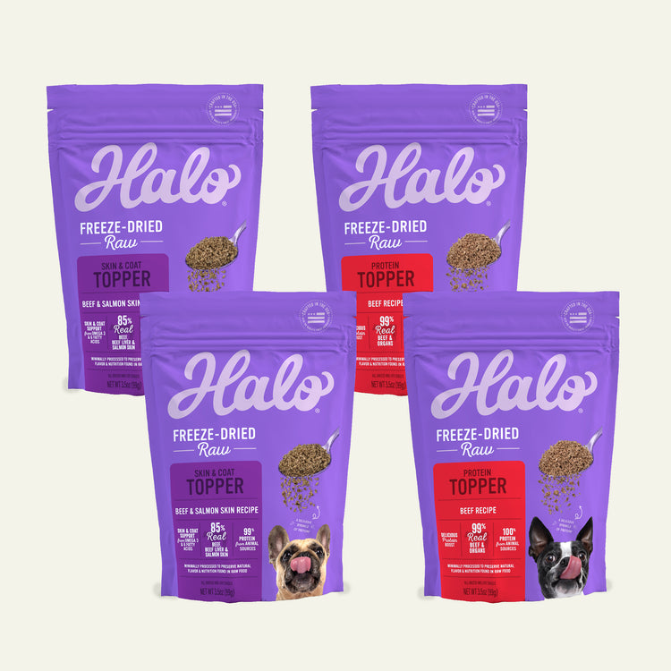 Halo Freeze-Dried Raw Protein + Skin & Coat Topper 4 Pack