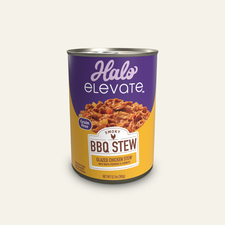 Halo® Elevate Dog Smoky BBQ Stew Grain Free Glazed Chicken Stew w/ White Potatoes & Carrots 12.7 oz can (case of 6)
