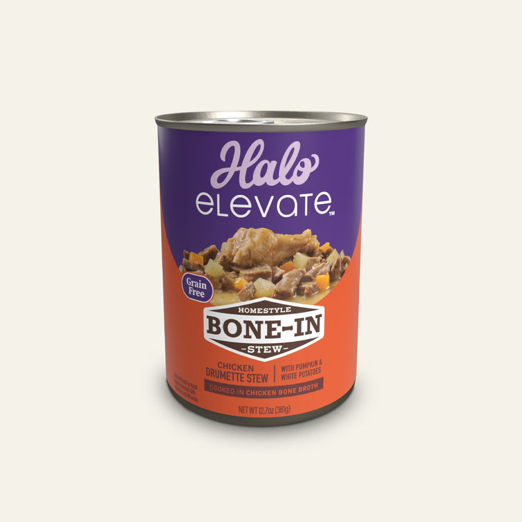 Halo® Elevate Dog Homestyle Bone-In Grain Free Chicken Stew w/ Pumpkin & White Potatoes 12.7 oz can (case of 6)